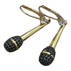 Kate Spade 12K Gold Black Multiplated Microphone Drop Earrings Jazz Things Up